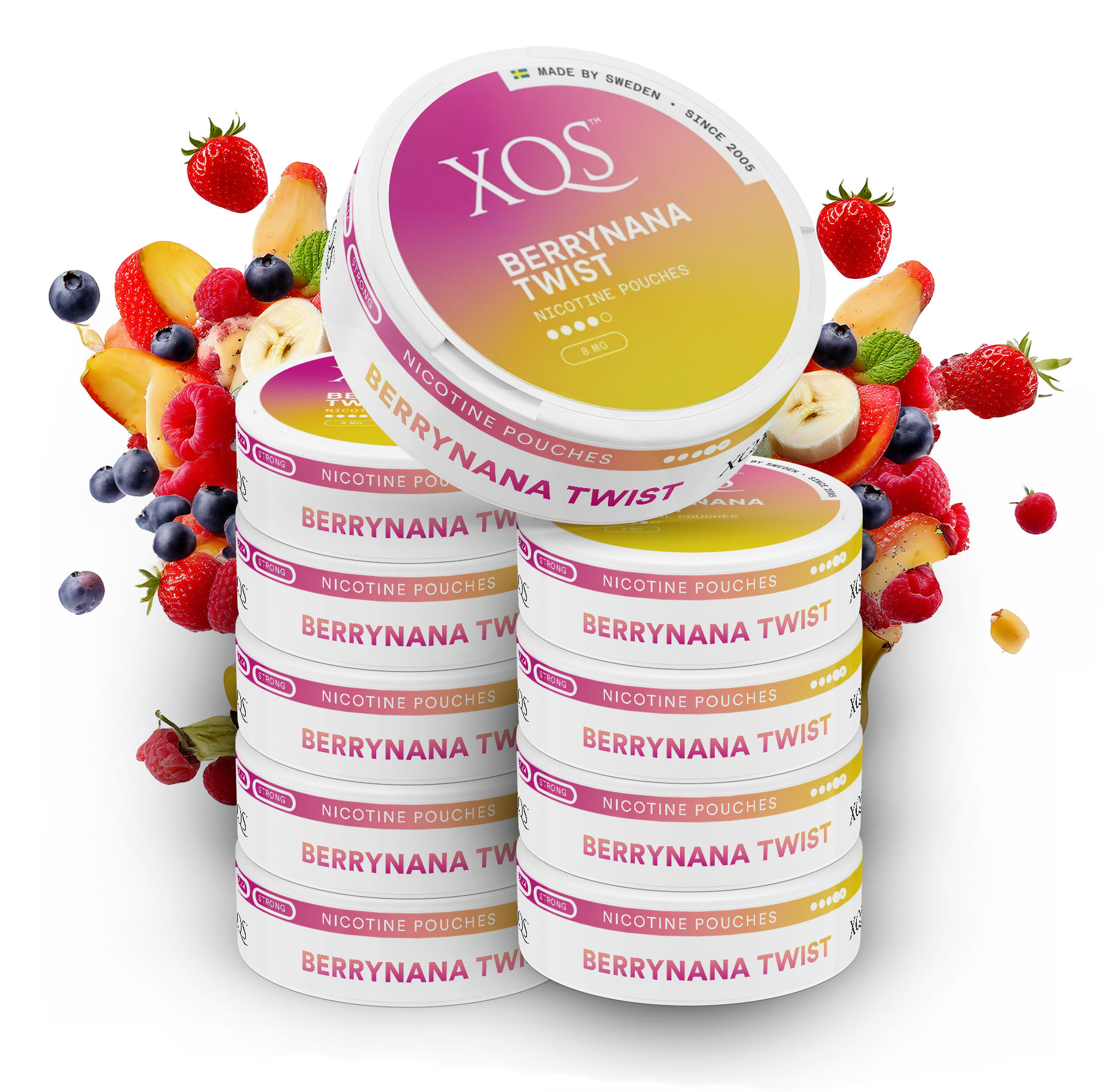 10 Cans XQS Berrynana Twist Slim Strong
