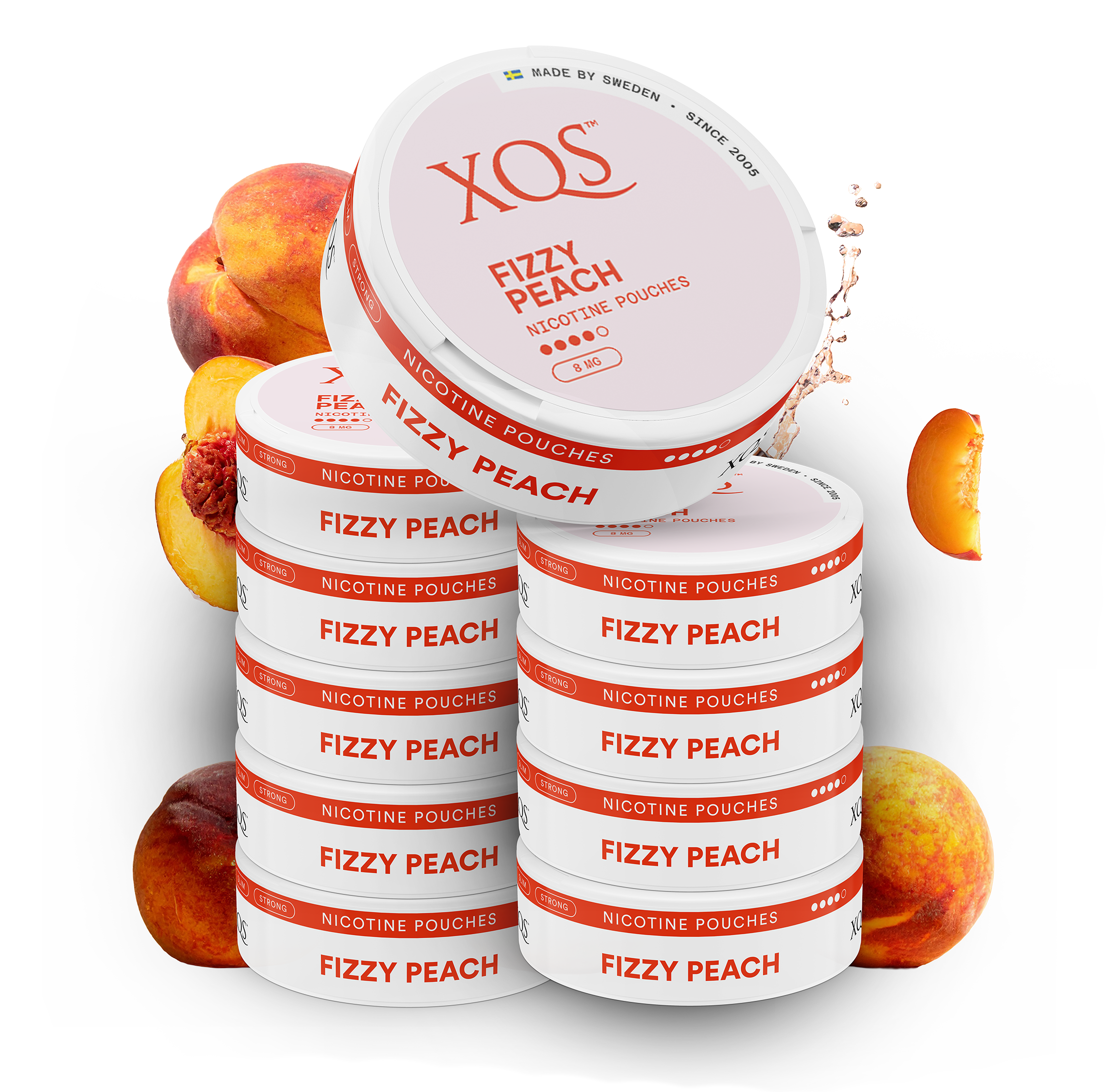 10 Cans XQS Fizzy Peach Strong